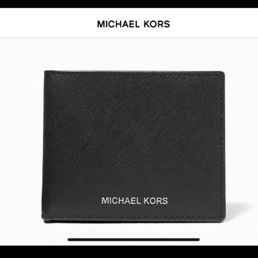 Michael Kors: Black Harrison Crossgrain Slim Billfold Leather Wallet